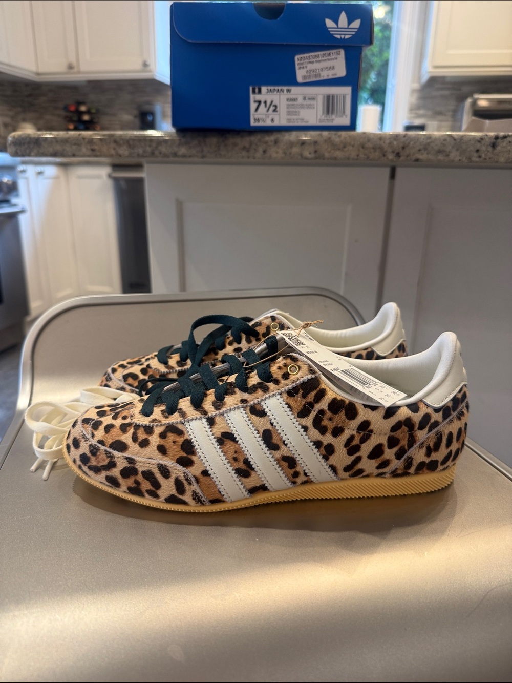 NIB adidas Japan Leopard Print Sneakers - White/Black/Tan
